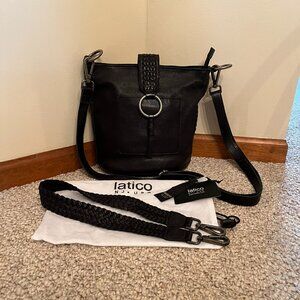 RARE Latico Buttery Soft Black Leather Nel Crossbody Bag, Like New Condition